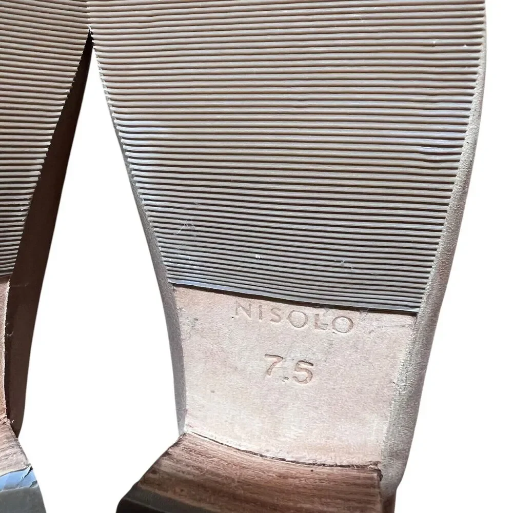 Nisolo All-Day Heeled Mule Shoes Womens Size 7.5 Almond Leather Slip On Comfort - Picture 9 of 10